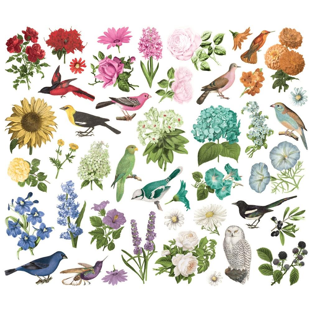 Troqueles para paletas de colores con motivos florales y pájaros, paquete de 45