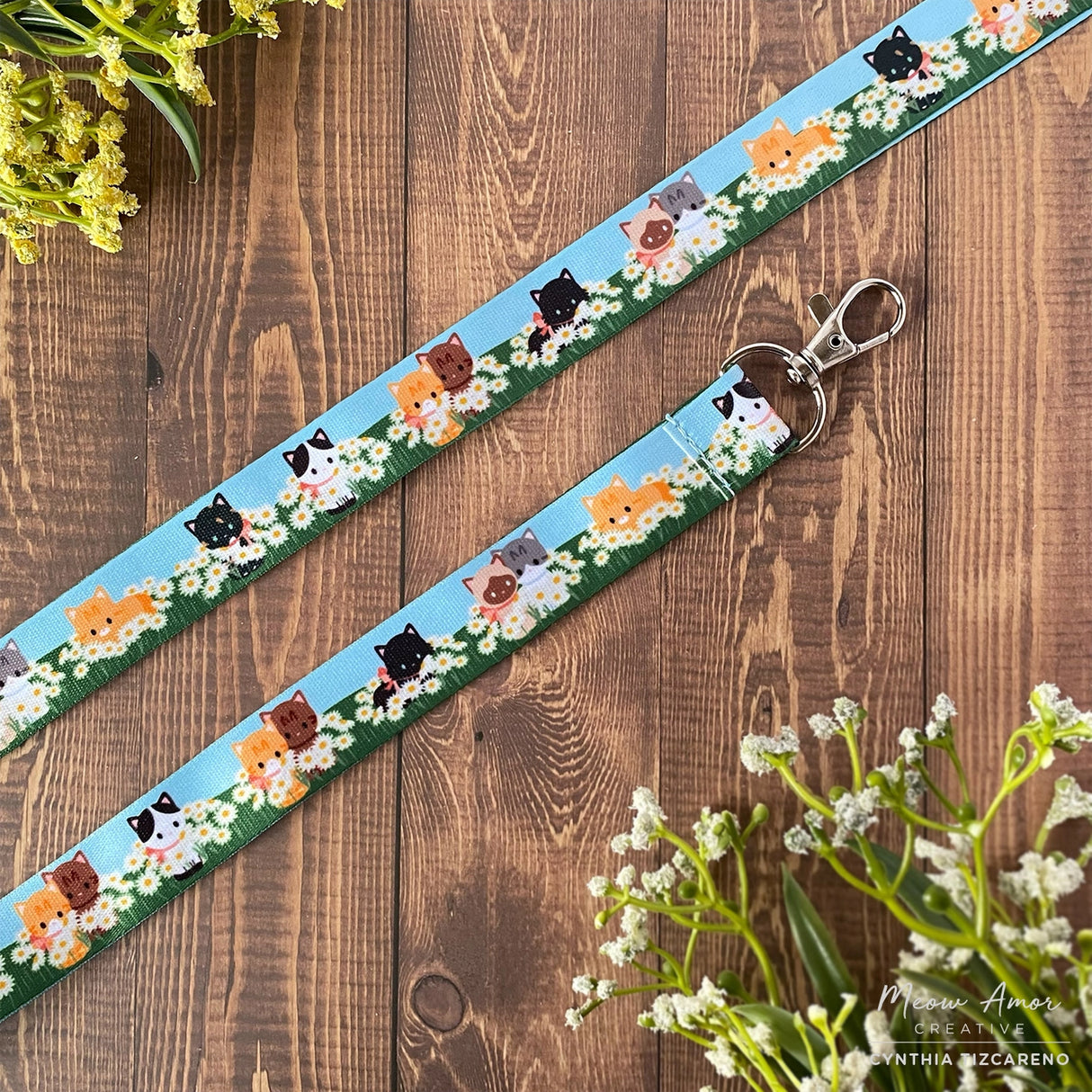 Meow Amor Creative - Field of Flower Cats Lanyard