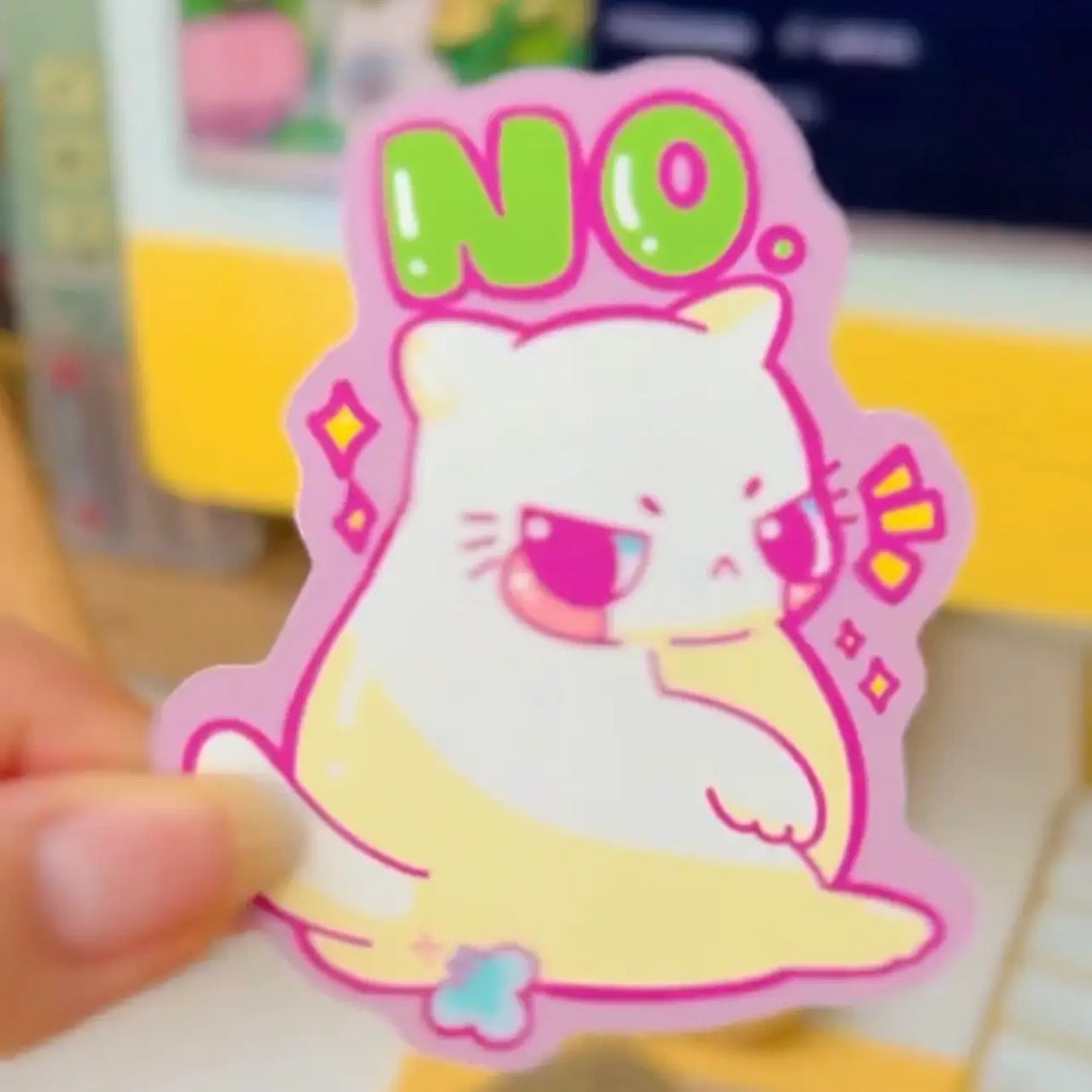 Grumpy No Cat (White, Purple) Vinyl Sticker