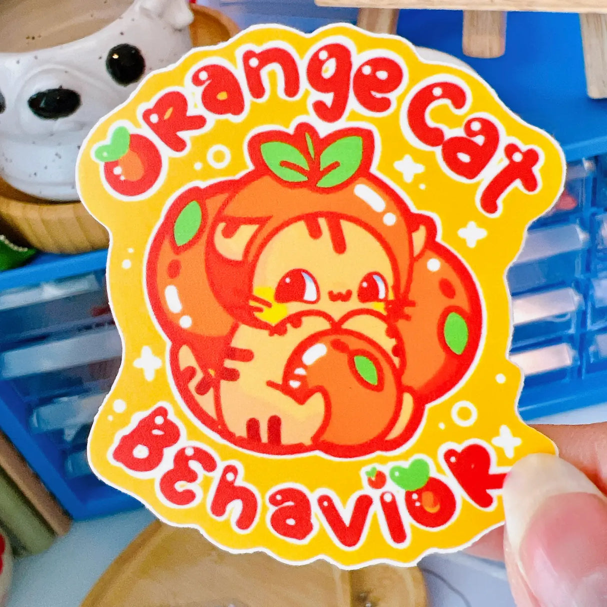 Orange Cat Behavior Kawaii Vinyl Sticker