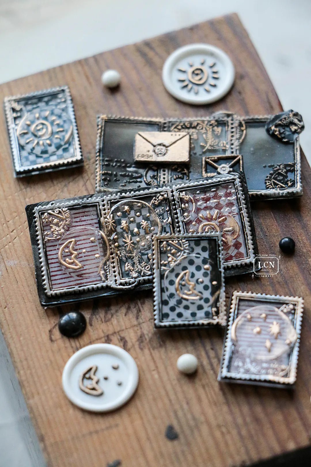 LCN Mini Double-Sided Wax Seal Stamp Set: Hand-drawn Stars/Stars & Moon