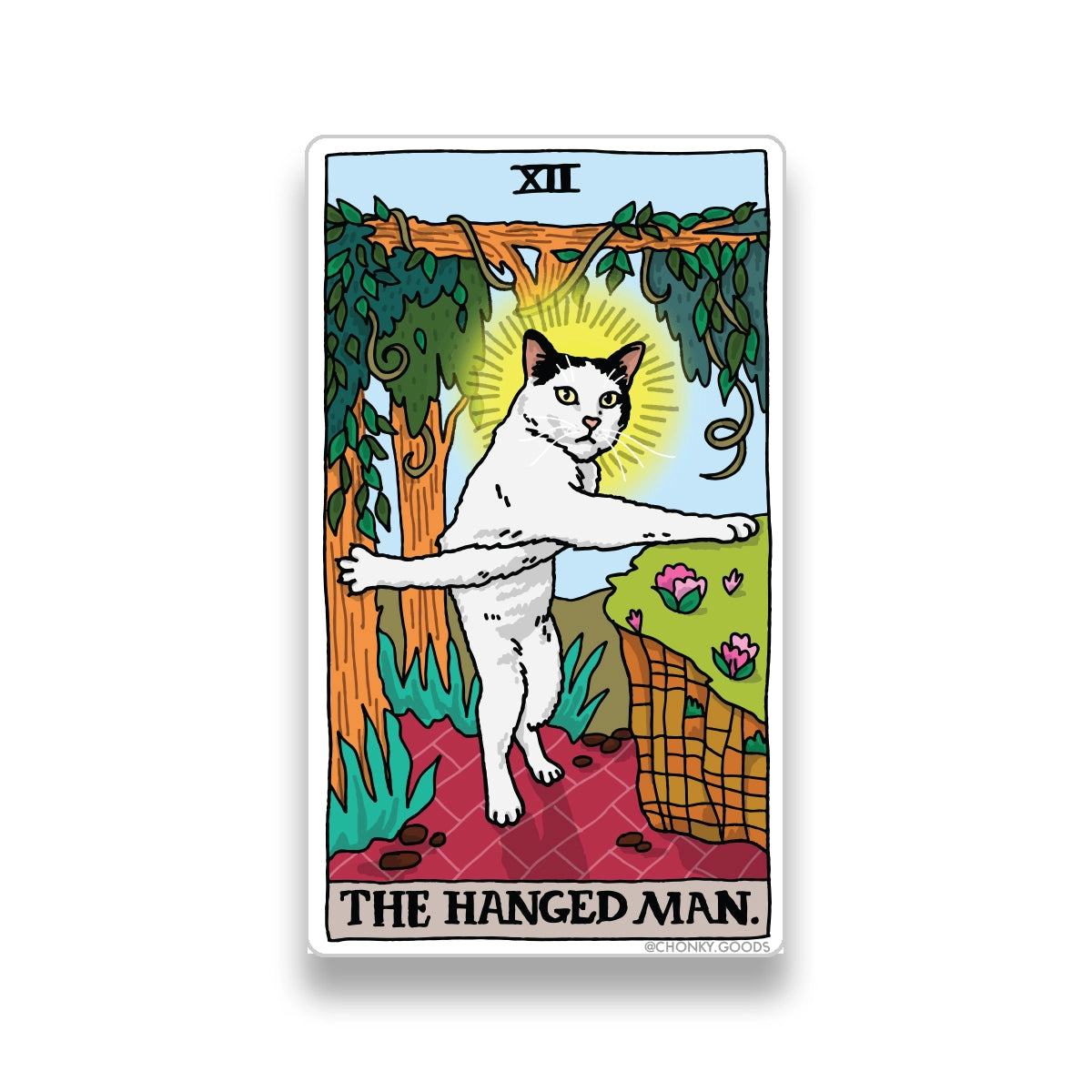 Last Chance! The Hanged Man Tarot Cat Meme Stickers (Major Arcana)