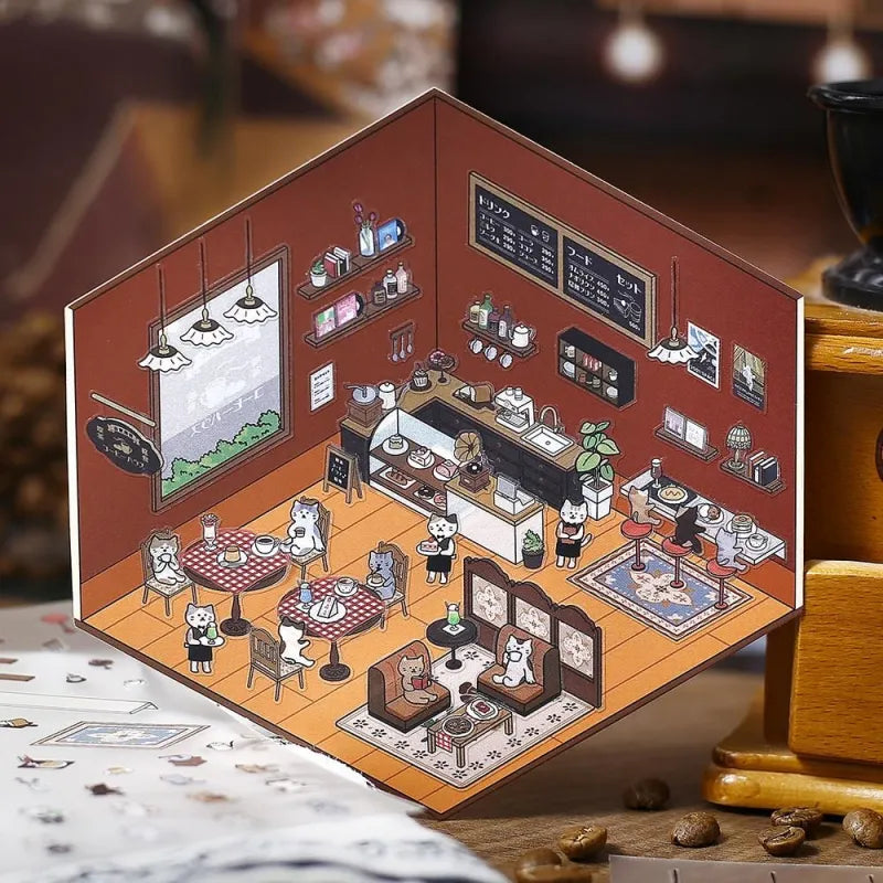 BGM Diorama 2.5D Sticker Sheets- Cafe