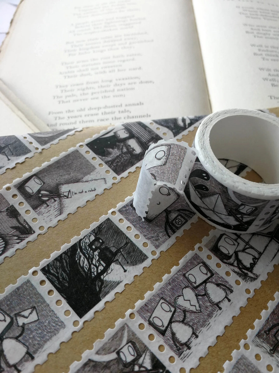 Jon Turner Illustration - Robot Stamps Washi Tape - Landscape Format