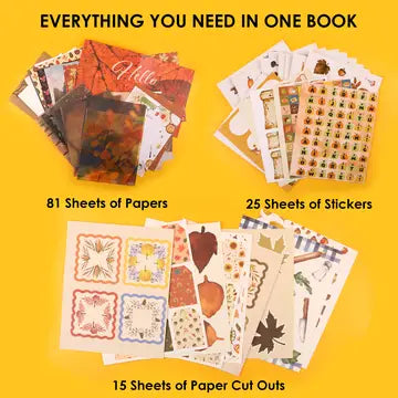 Immerse yourself in the golden season with this luxuriously thick collage book! Featuring 200+ pages of diverse premium papers and a curated sticker collection, we invite you on an enchanting journey themed "Autumn Palette" – unlocking infinite possibilities for art, journaling, and seasonal delight!