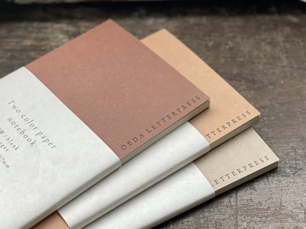 Oeda Two Color Paper Notebook - Brown