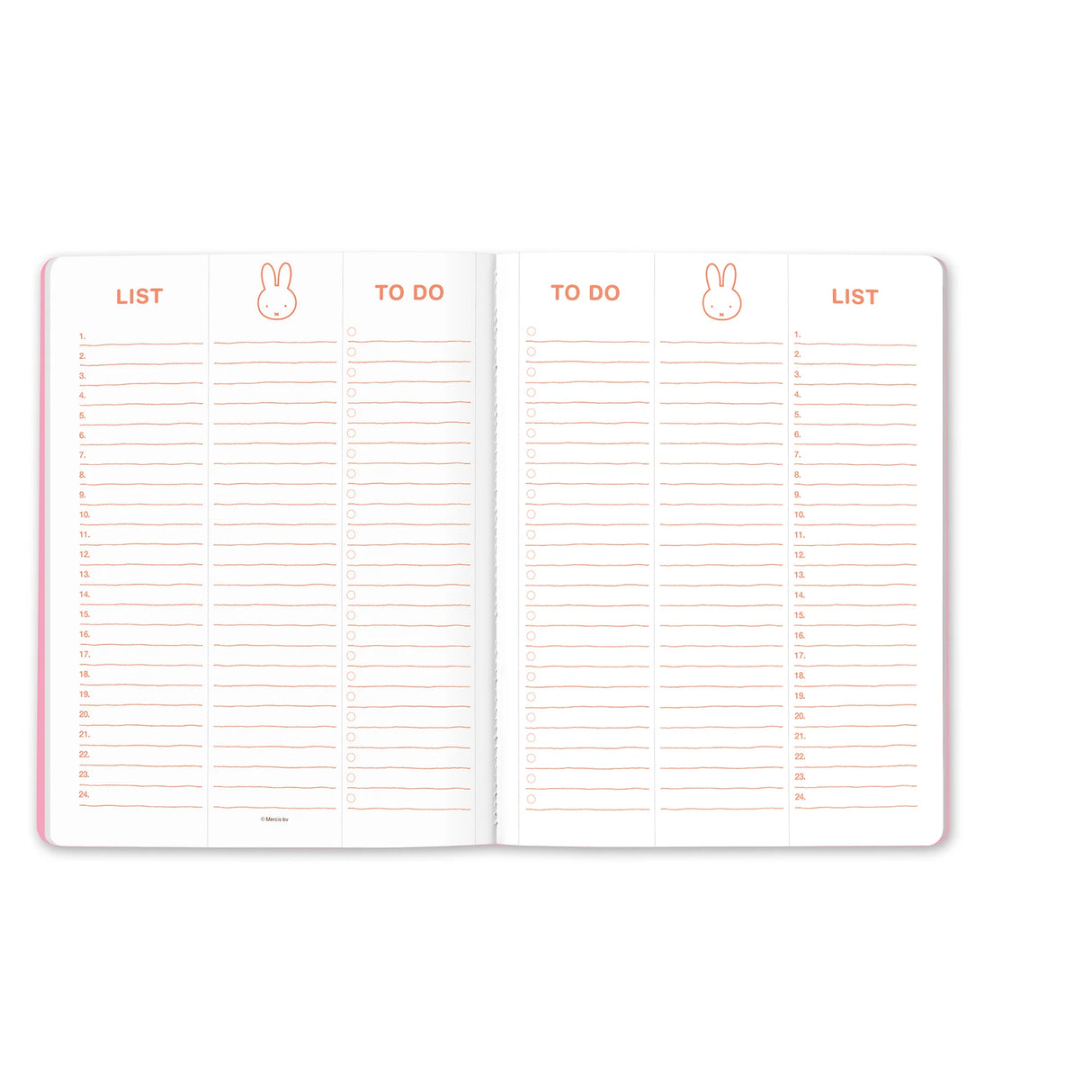 Plan the year with Miffy by your side! This slim 17-month planner (Aug. 2026–Dec. 2027) features monthly planning pages, full-color illustrations, tear-out shopping and to-do lists, and a handy interior pocket. A brass-and-enamel Miffy bookmark adds a charming touch while keeping your place with ease.
• 7.5"w × 9.75"h
• 17 months (Aug. 2026–Dec. 2027)
• 48 pages; 120 gsm acid-free FSC®-certified paper
• Softcover; Center-sewn binding
• Brass and enamel bookmark
• Elastic band closure
© Mercis bv