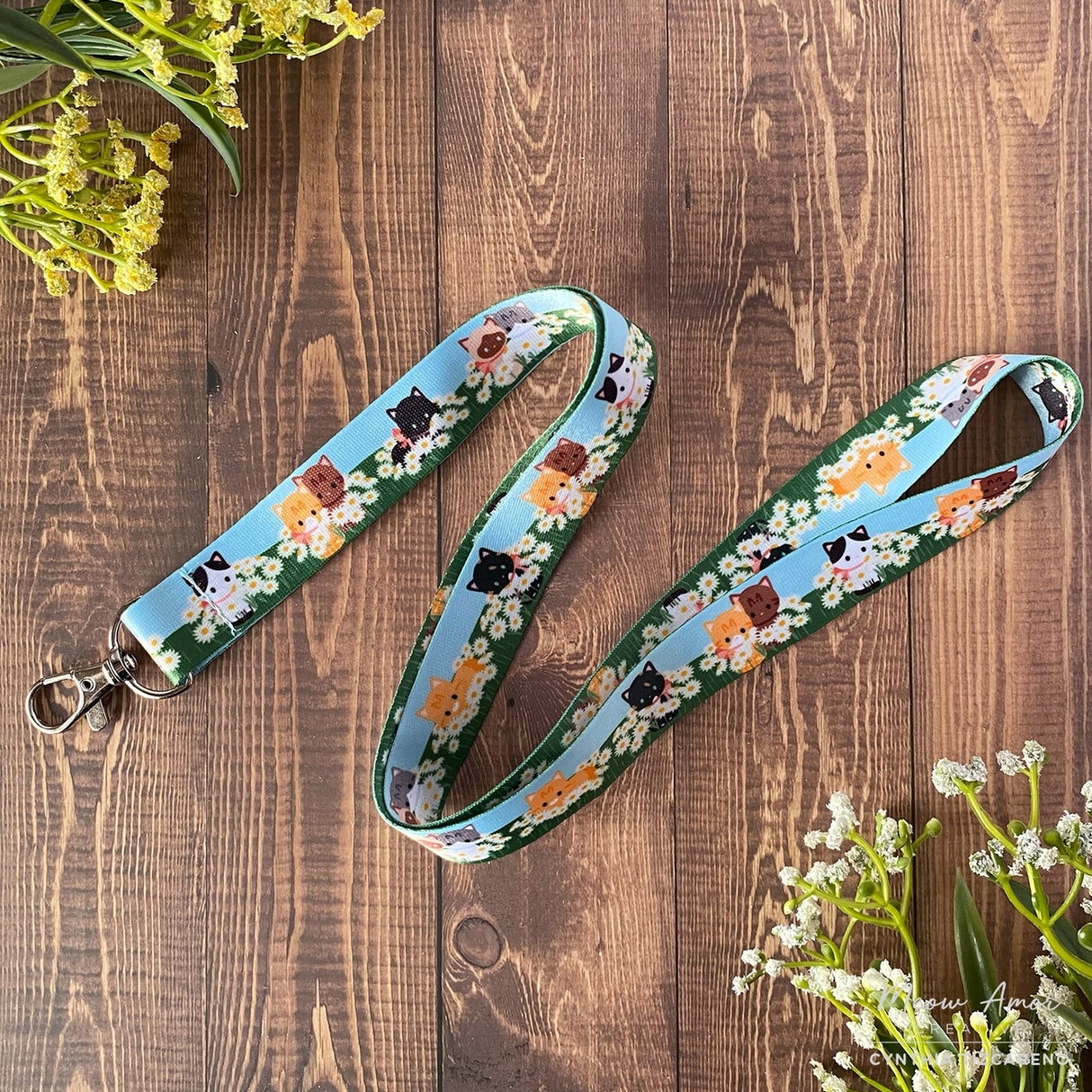 Meow Amor Creative - Field of Flower Cats Lanyard