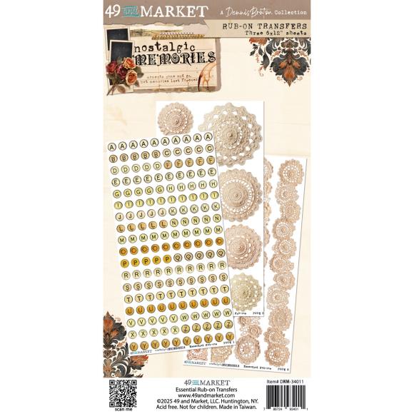 Unlock a world of beautiful, aged texture with the Nostalgic Memories Essential Rub-on Transfer set by Dennis Bruton.
This pack delivers an effortless way to layer intricate, vintage imagery onto any craft project without the bulk of paper.