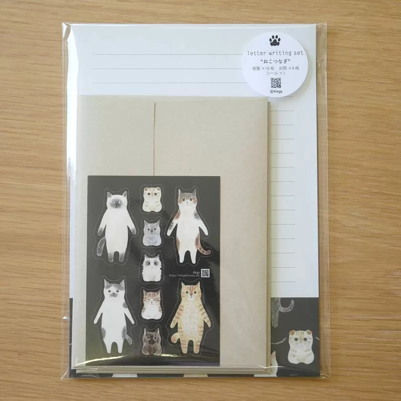 Bring charm and warmth to your letters with this adorable Cat Tsunagi letter set from 4legs. Featuring sweet, hand‑drawn watercolor cat illustrations this set adds a playful yet elegant touch to every note you send.
16 Pieces of A5 paper
4 Envelopes
1 Sticker sheet