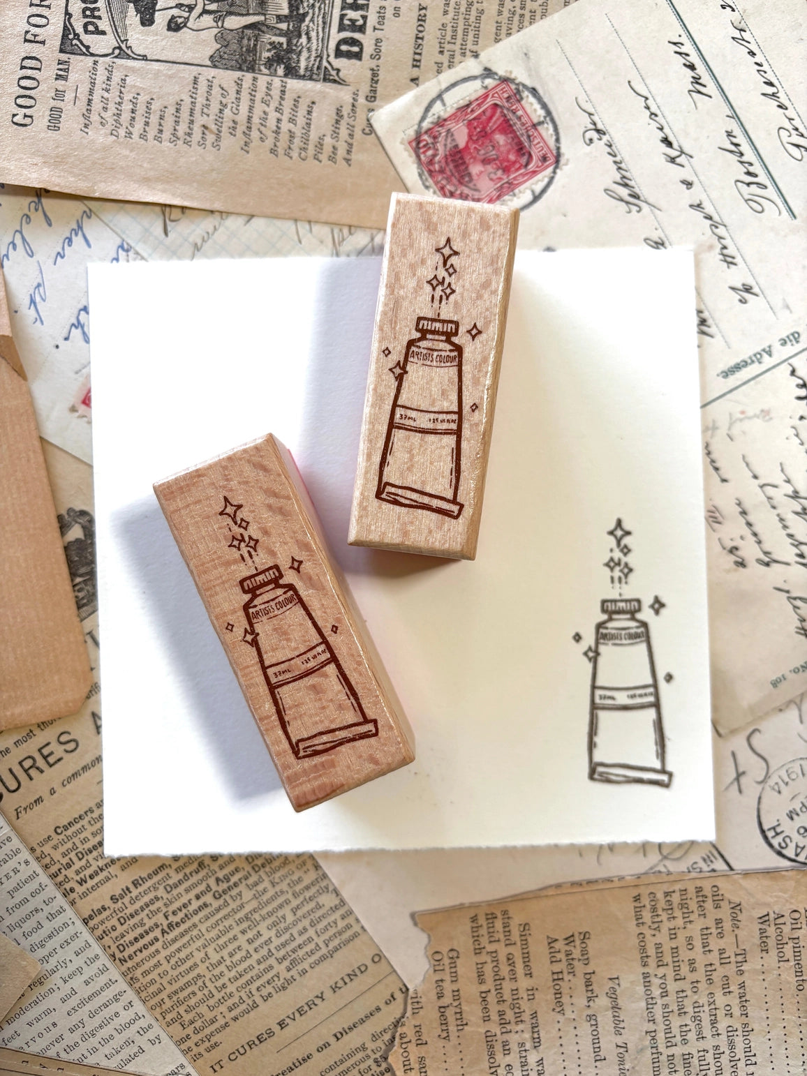 The Creeping Moon - Paint Tube Rubber Stamp