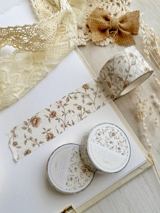 leelajournals - Creamy Red Floral Washi Tape 30mm