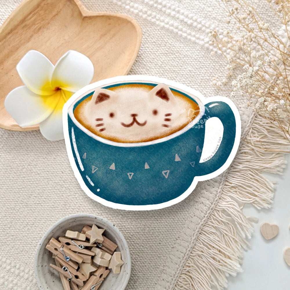 Cat-Puccino Mug Coffee Latte Vinyl Sticker