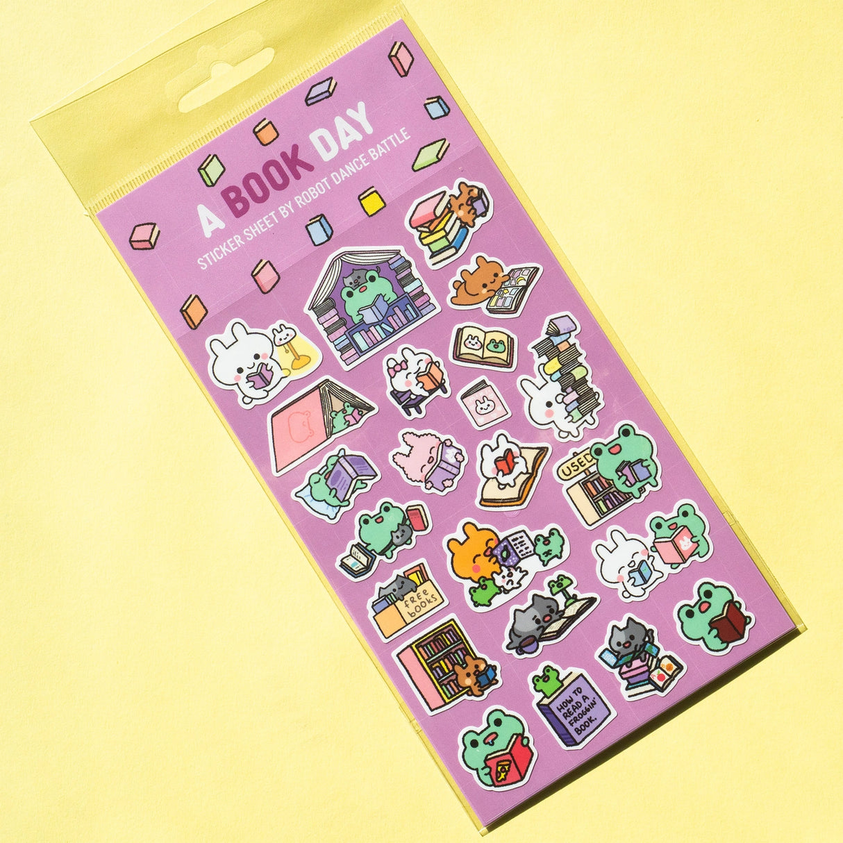 This is part of a new series of sticker sheets that feature different "days". There are 23 individual stickers on the sheet full of bizness success.
They are vinyl stickers on a clear plastic sheet with a backing card and packaging that's ready to display.
The whole packaging is 3.8 x 8.75" and is ready to hang. The sticker sheet is 3.75 x 5.8"