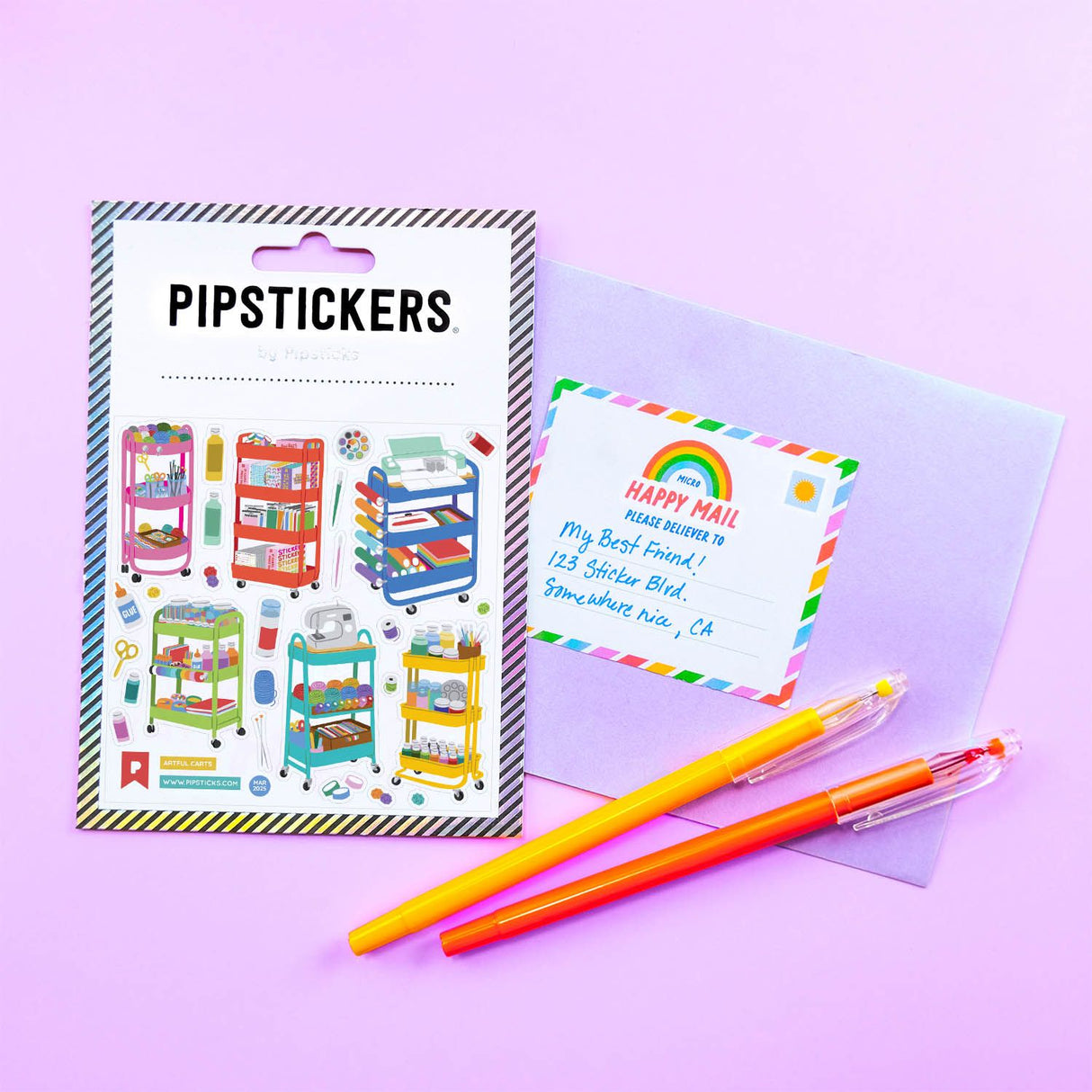 PipStickers are the PERFECT gift for the sticker lover in your life - even if it's you! These unique PVC designs with silver foil accents come on a clear backing and cannot be found anywhere else.
Includes one 4'' x 4'' sheet of Artful Carts PipStickers and includes the Pipsticks manifesto.