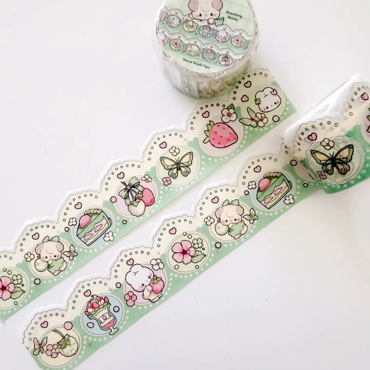Matcha Strawberry Diecut Foil Washi Tape features cozy matcha and strawberry-themed designs with foil accents, this tape is perfect for journaling, planners, scrapbooking, and decorating happy mail.
Product details:
30 mm x 5 m