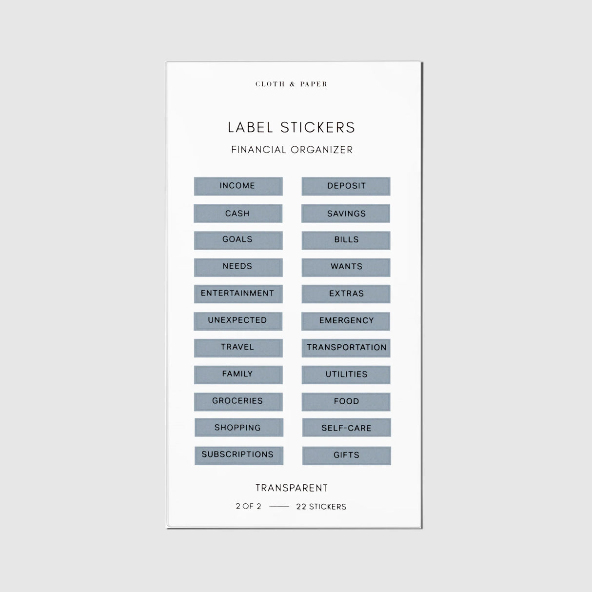 Cloth & Paper - Clear Label Stickers | Financial
