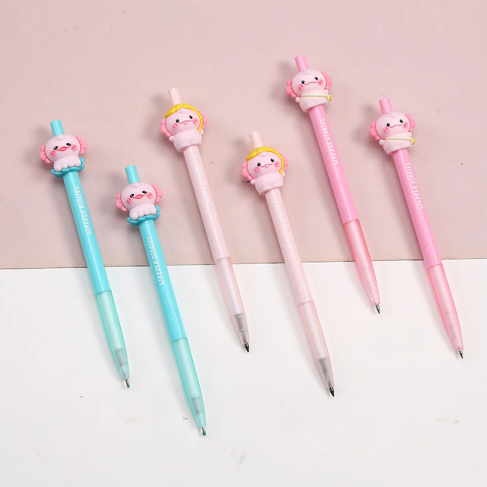These cute axolotl gel pens are perfect for planning, for work, home, desk or for school. They will be a beautiful addition to your pen collection!
• 0.5mm Gel Ink
• Black Ink
• Writes very smoothly
• Measures approx. 6" - 7"
• Includes 1 pen, we will send one random color/design