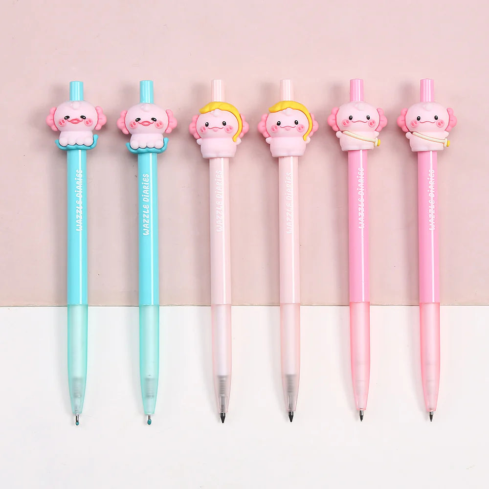 These cute axolotl gel pens are perfect for planning, for work, home, desk or for school. They will be a beautiful addition to your pen collection!
• 0.5mm Gel Ink
• Black Ink
• Writes very smoothly
• Measures approx. 6" - 7"
• Includes 1 pen, we will send one random color/design