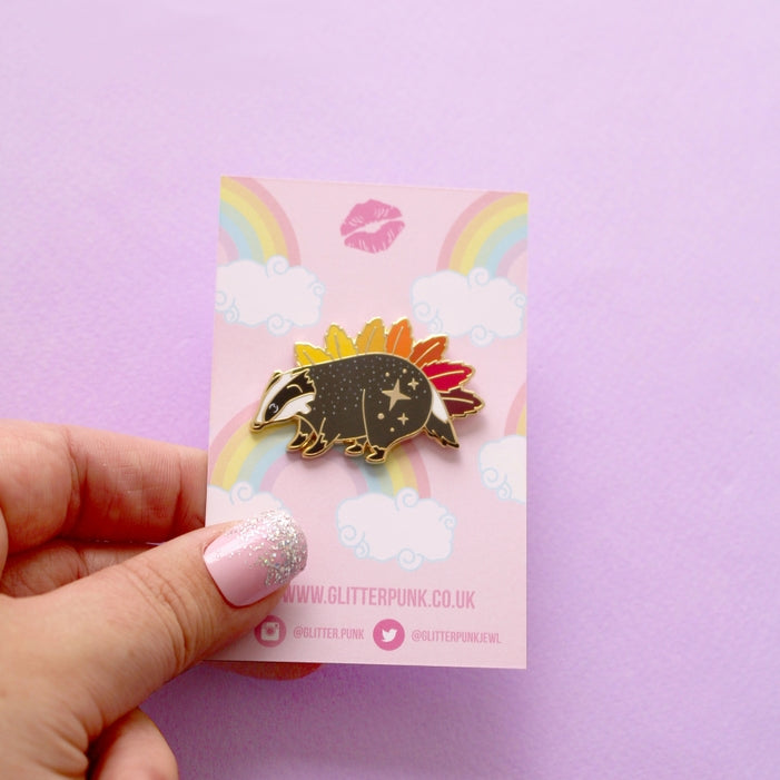 Glitter Punk - Badger Enamel Pin – Autumn Fall Collection