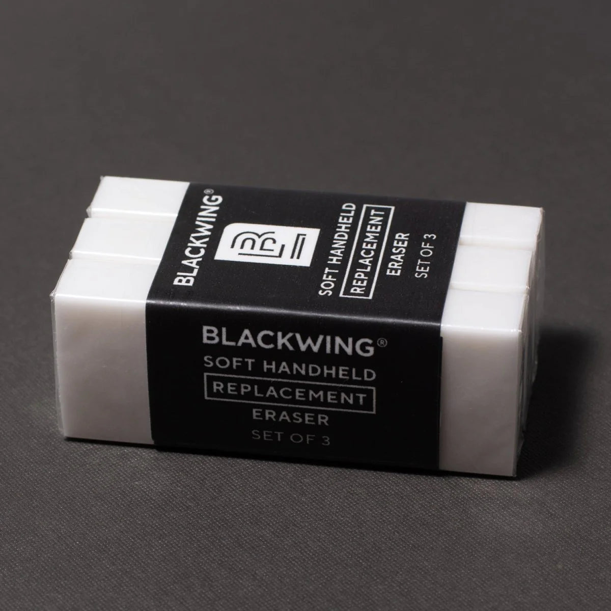 These replacement erasers are designed to be used with the Soft Handheld Eraser + Holder
Each eraser is made of a specialized soft material that erases the dark lines of our graphite cleanly and easily. Use them with our durable aluminum holder that lets you get a solid grip while erasing. The jumbo-sized Blackwing clip also lets you extend the eraser as you use it.
