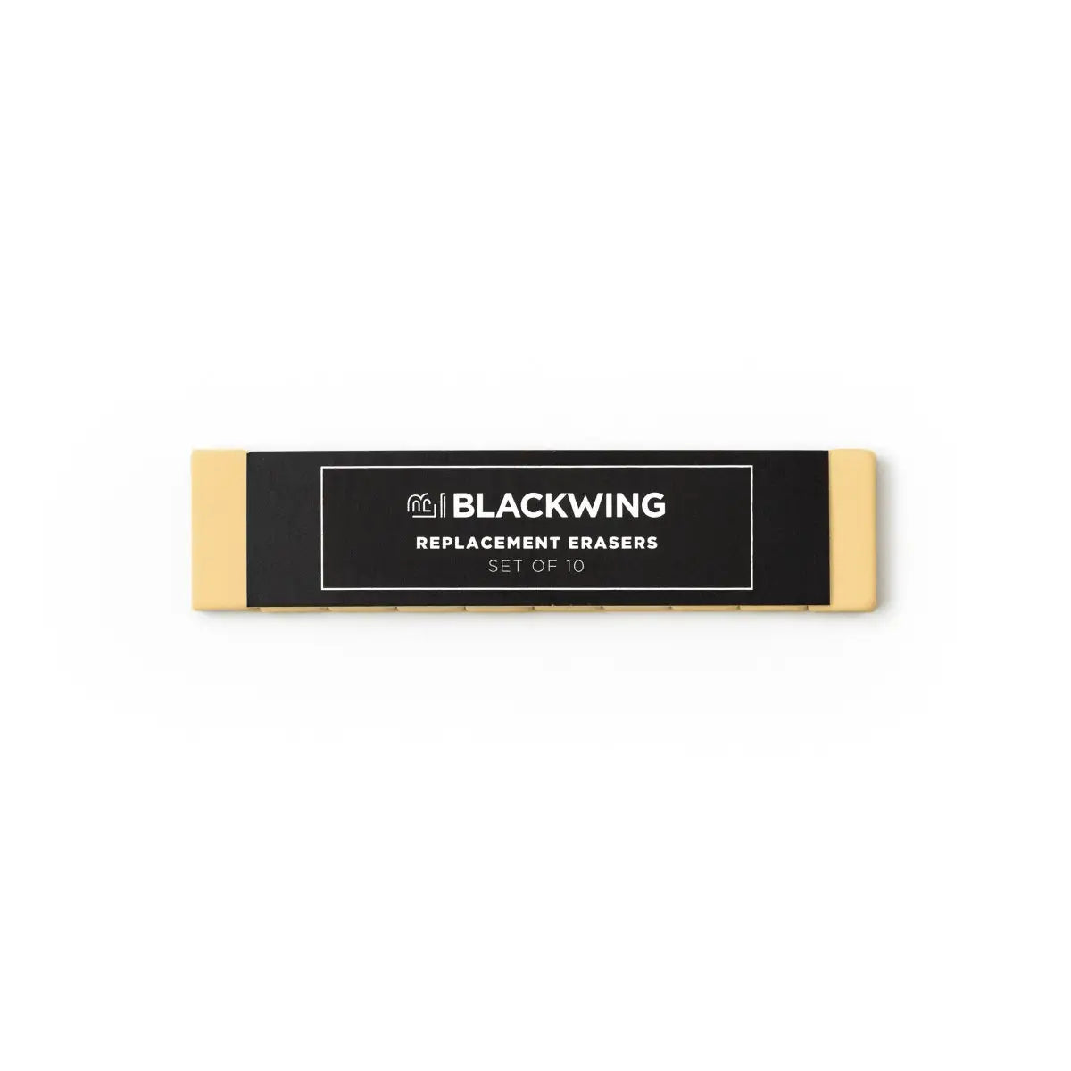Blackwings have always been known for their iconic, replaceable, square erasers. To replace your eraser, slide the eraser and clip out of the ferrule, remove the clip from the old eraser, place the new eraser into the clip, and insert the new eraser and clip into the ferrule.
Replacement erasers come in sets of 10 and are available in black, white, pink, green, blue, navy blue, orange, yellow, red and grey.