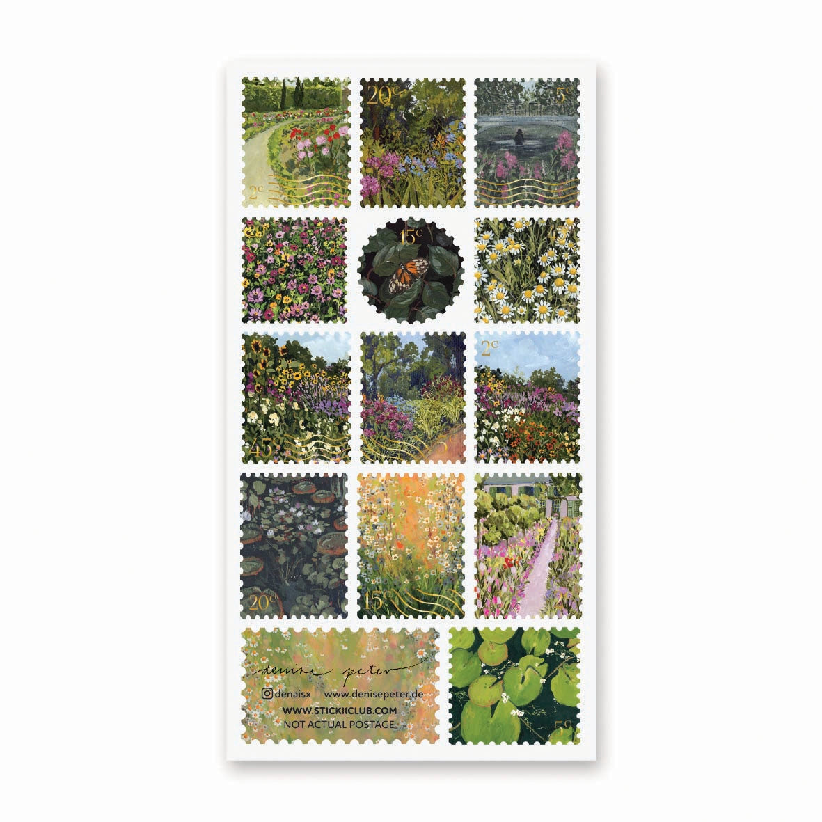 🌼🌷 Stop and smell the flowers in @denaisx’s radiant garden, where every corner bursts with color and life. From golden fields of daisies to secret garden walkways framed in pink blooms, this sheet is filled with nature at its most joyful and abundant. Romantic, vibrant, and endlessly wander-worthy, these stickers will bring the magic of a garden in full bloom straight to your pages.
Art by: @denaisx
Top Coating: None
Adhesive Layer: PVC (plastic)
Backing Layer: Clear PET
6.69" x 3.54".
Weight - 0.03lbs.