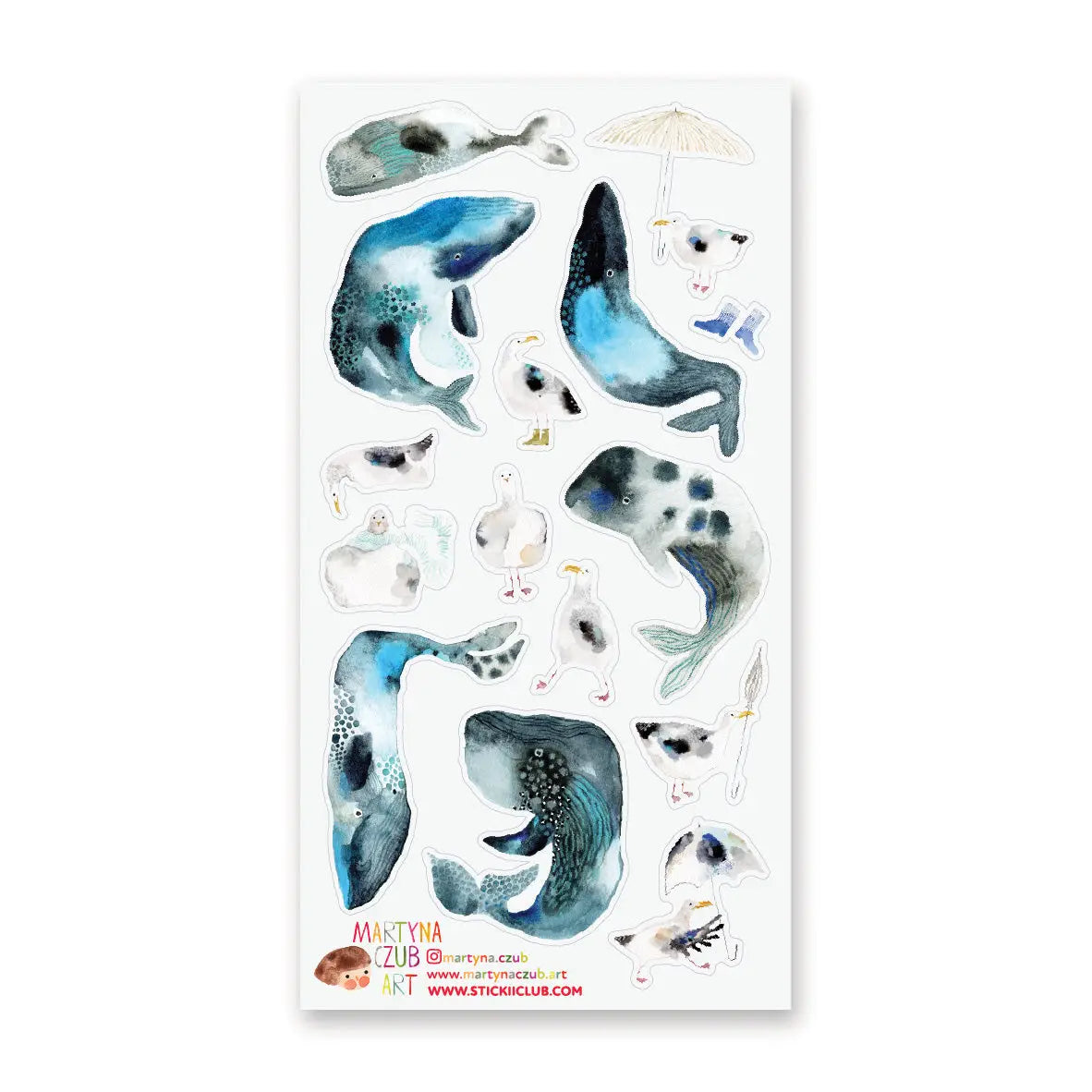 đâïž Breezy and full of seaside charm, @martyna.czubâs watercolor whales and gulls make quite the charming coastal crew. With curious expressions, tiny umbrellas, rain boots, and a few delightfully dramatic whale poses, this playful sheet perfectly captures the magic of a windswept day by the sea.
Art by: @martyna.czub