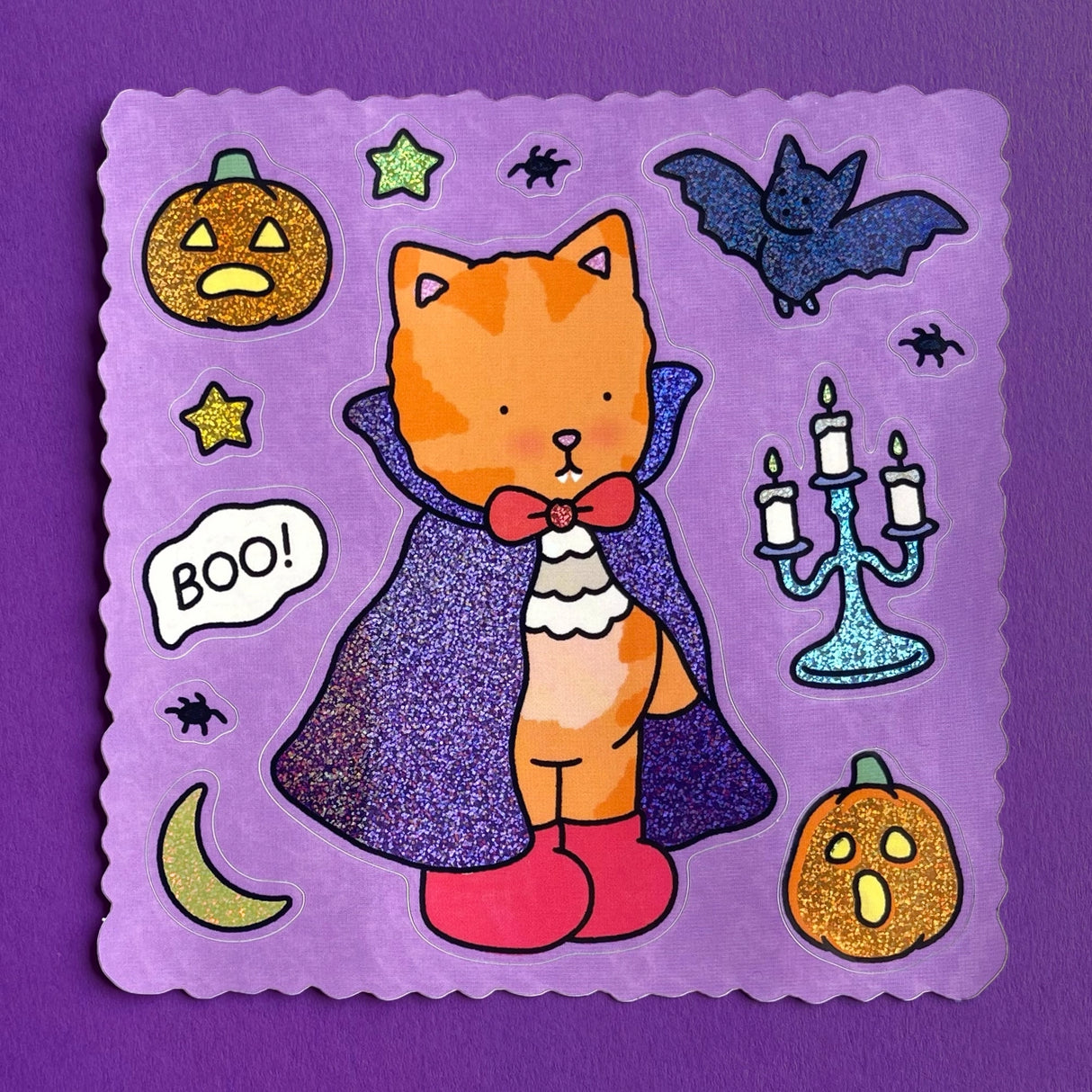 Bobbie Goods Sticker Sheet - Vampire Kitten
Dr. Parmesan is sooooo spooky . . . 🕷️