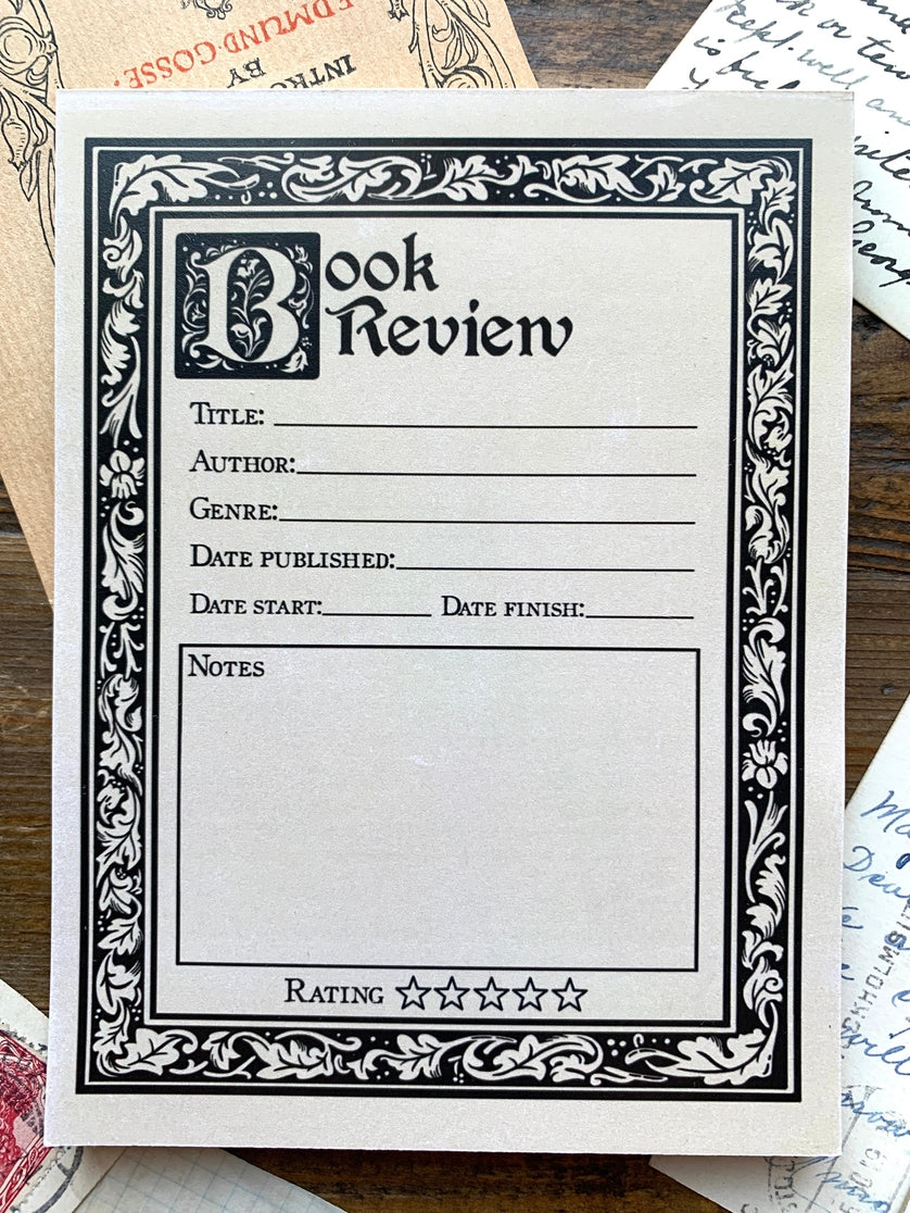 Bloc de notas con reseñas de libros