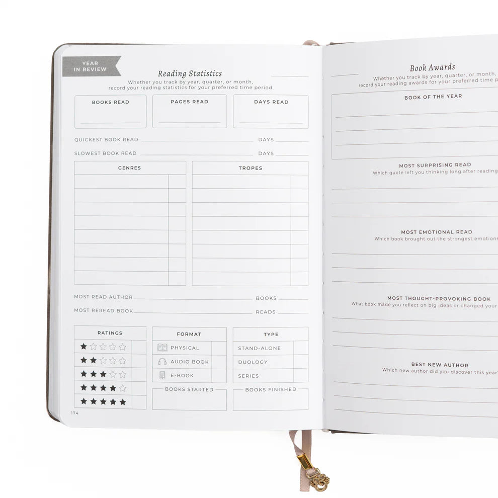 A love letter to book lovers, the Books of Beauty Reading Notebook is designed for cozy reading moments and thoughtful reflection.
Featuring a soft vegan leather cover in a dreamy seafoam hue, delicate gold-foil accents, and an elegant interior end page pattern, this notebook is as beautiful as it is functional—perfect for reading logs, book reviews, TBR lists, and journaling your favorite quotes.
A timeless addition to any stationery or bookish collection—ideal for readers, writers, and journal lovers.