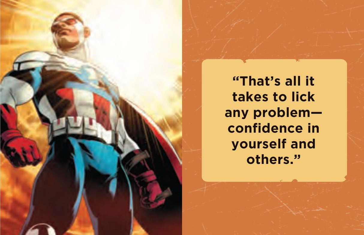 Captain America has been a pillar of truth, justice, and freedom since he made his very first comic appearance in 1941. Leading by example and always fighting for what is right, it’s no wonder how this Manhattan-born super solider became the inspirational legend he is today. Now, fans can carry the best pearls of wisdom from the first avenger with them in this comprehensive, pocket-sized collection!
Take Captain America’s wisdom with you wherever you go: With its 1.34” x 1.73” size, this tiny book fits in