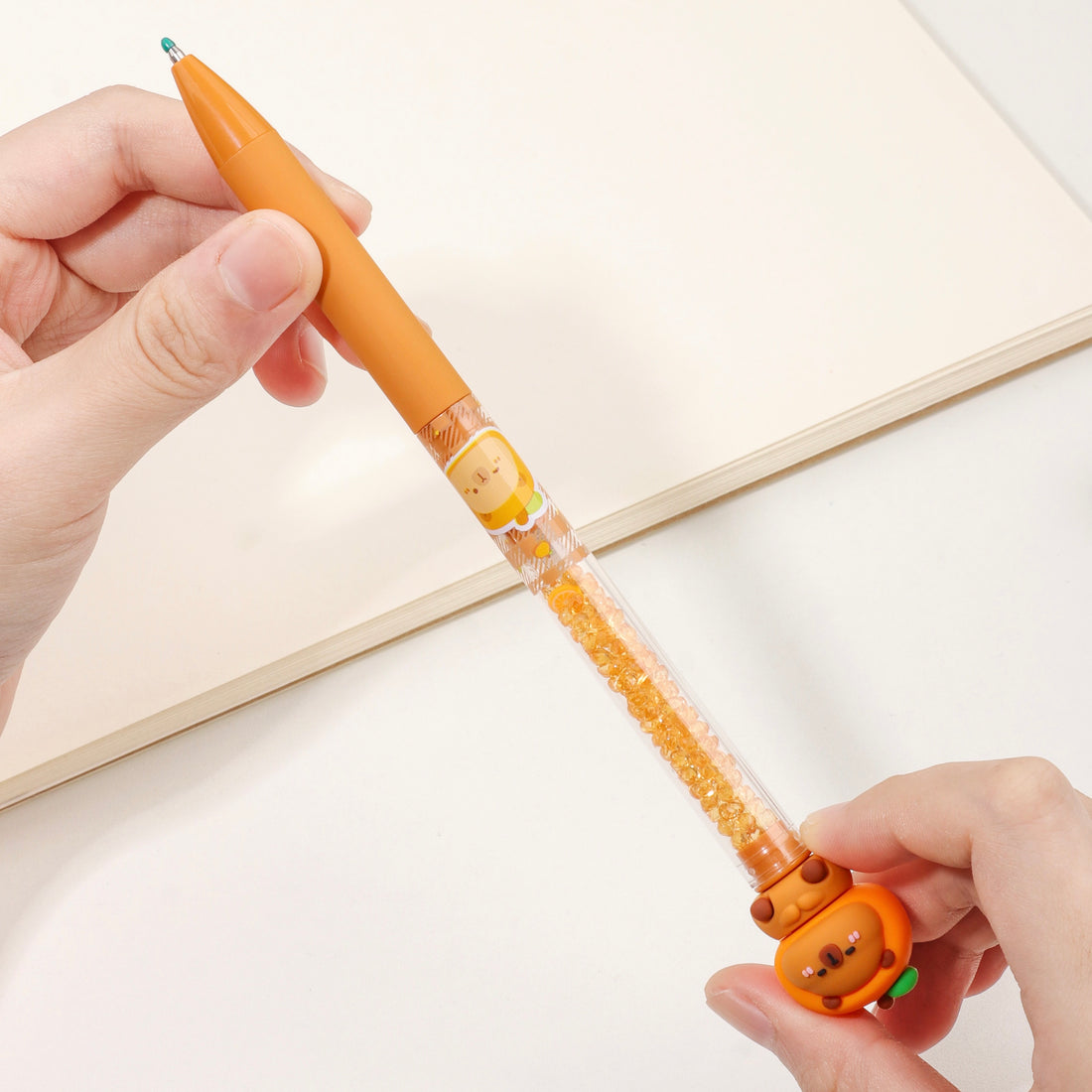 Capybara Orange Crystal Gel Pen