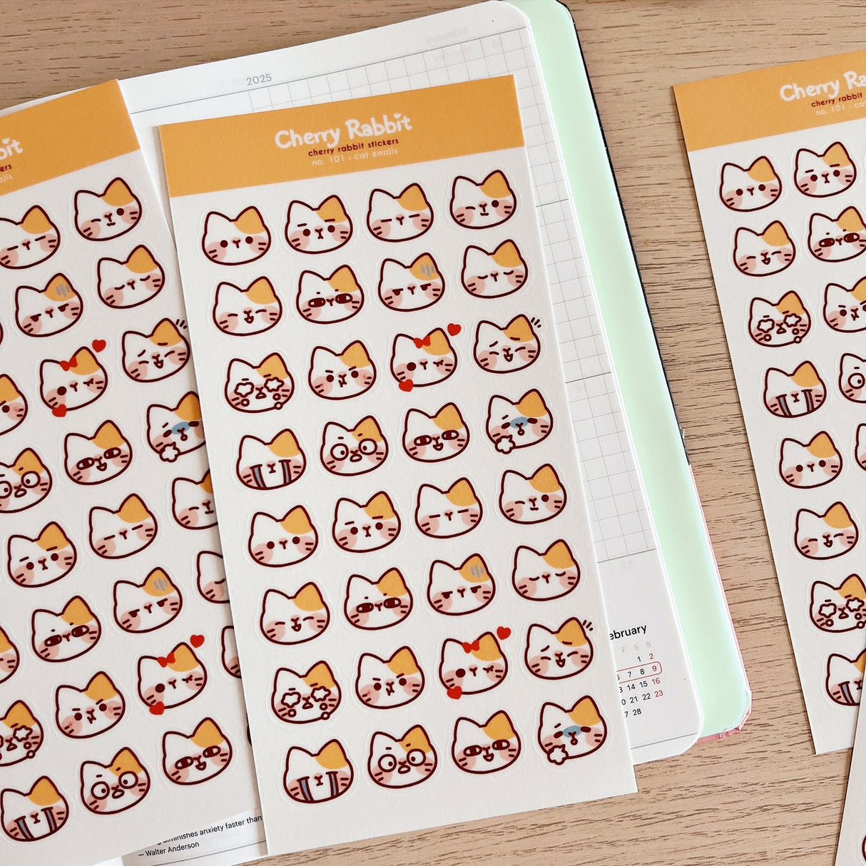 Cherry Rabbit - Cat Emojis Sticker Sheet