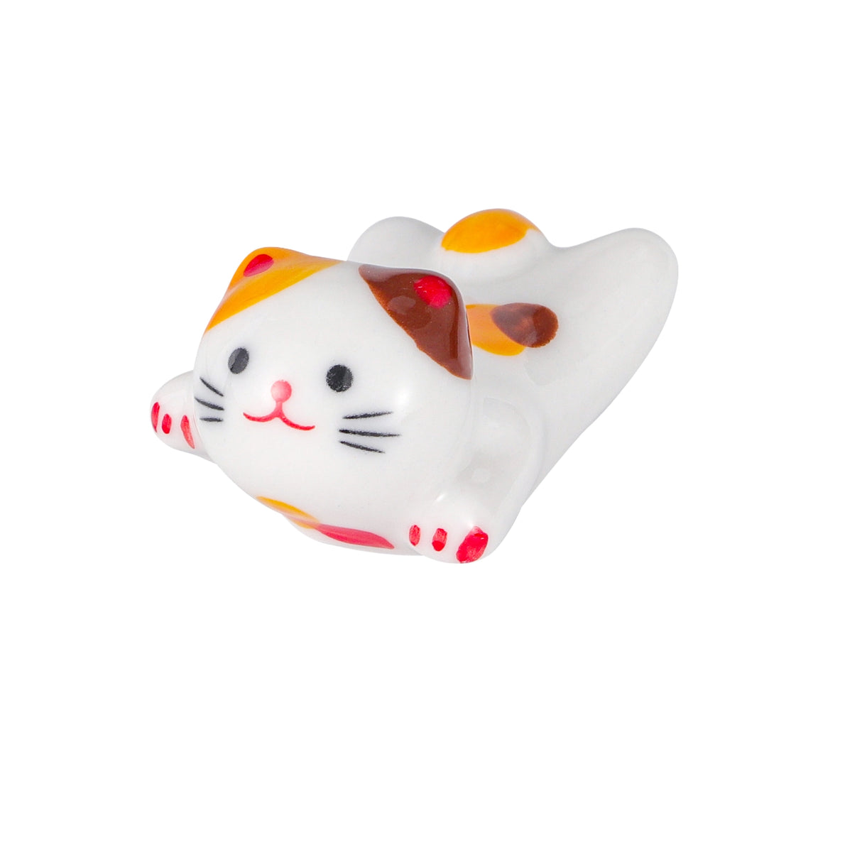 Porcelain white cat chopstick rest / pen rest.