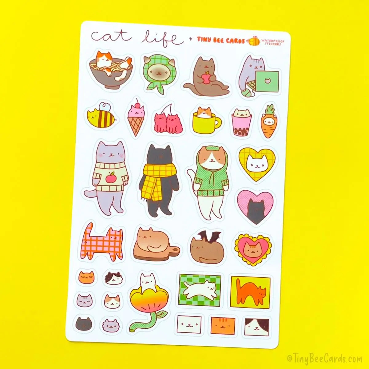Tiny Bee Cards - Cat Life Vinyl Sticker Sheet