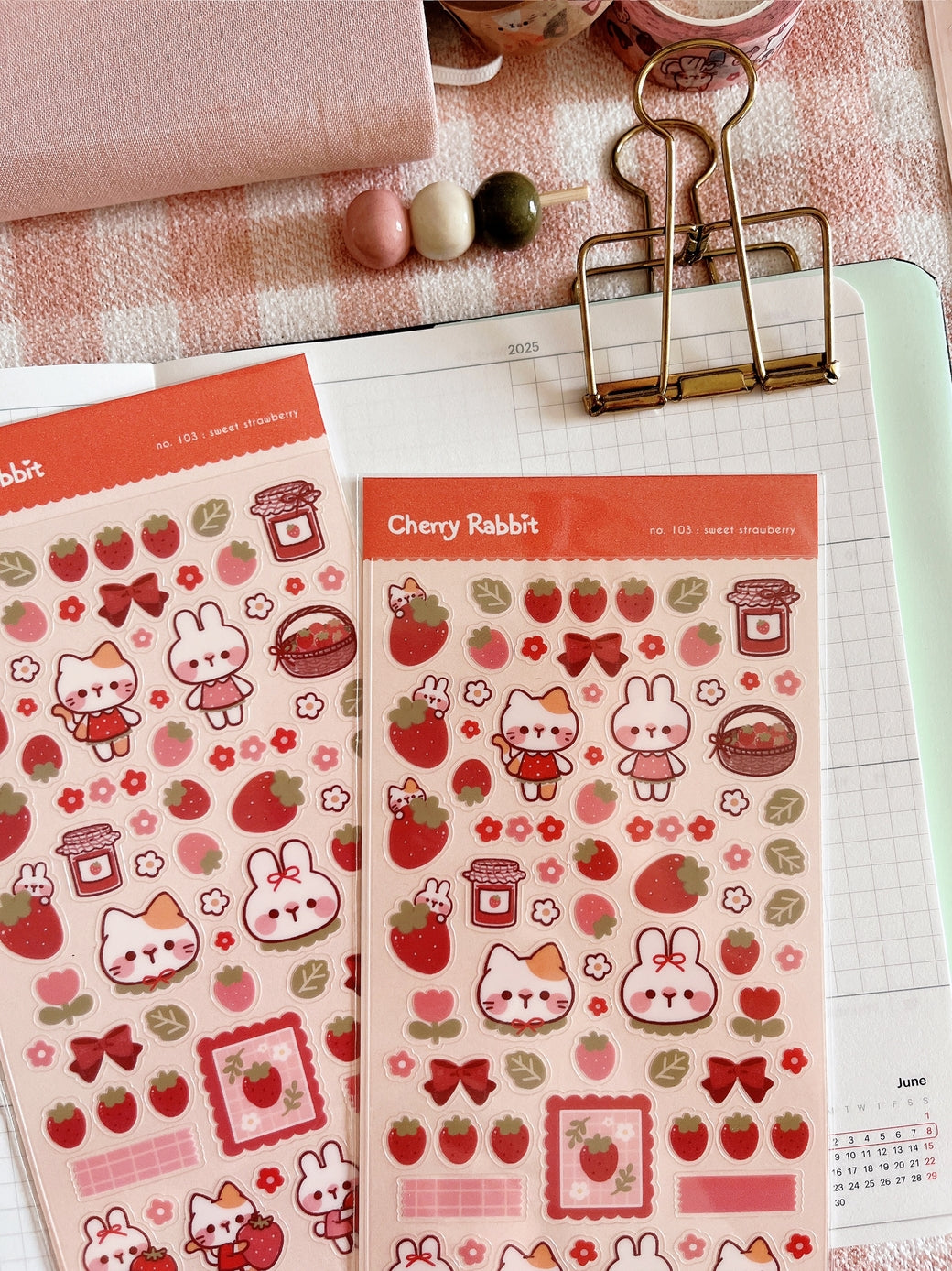 Cherry Rabbit - Sweet Strawberry Sticker Sheet