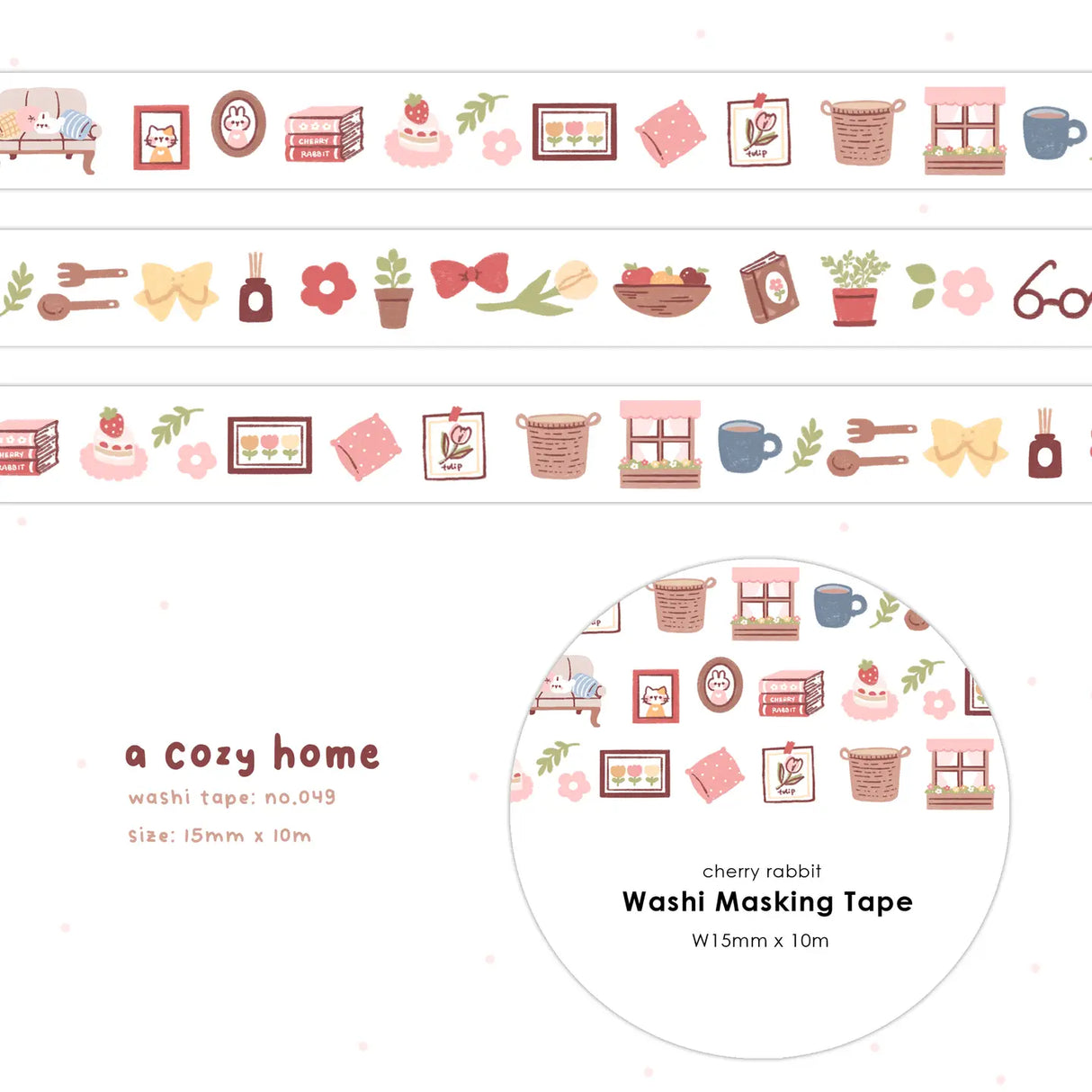 Cherry Rabbit - A Cozy Home Washi Tape