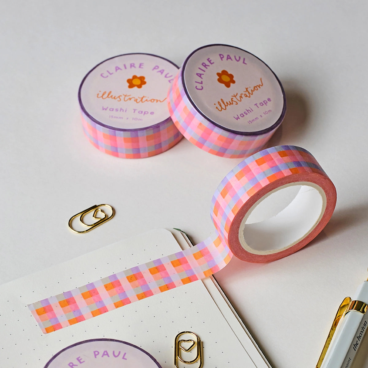 Cute & colourful hand drawn gingham washi tape!
This paper masking tape is perfect for decorating your bullet journal and planners, scrapbooking & gift wrapping. It'll add some fun and colour to any surface and is easy to peel off.
10m x 15mm