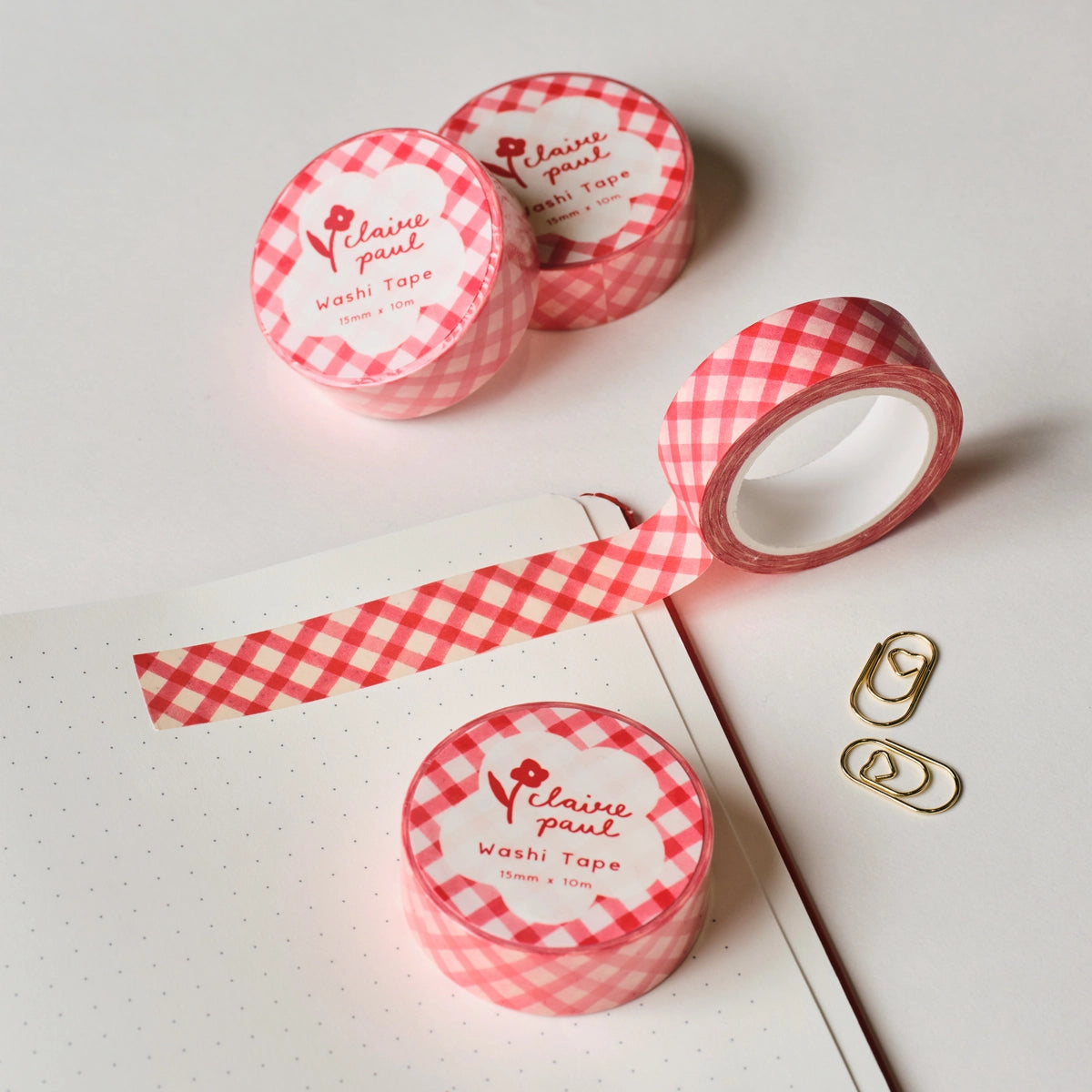 Very cute hand drawn red gingham pattern washi masking tape!
This paper masking tape is perfect for decorating your bullet journal and planners, scrapbooking & gift wrapping. It'll add some fun and colour to any surface and is easy to peel off.
10m x 15mm
