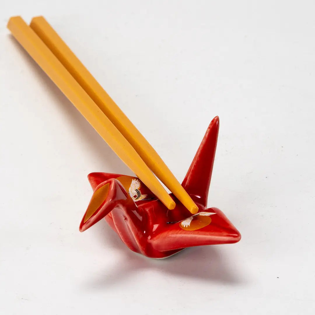 Origami Crane Moon Red Chopstick Rest