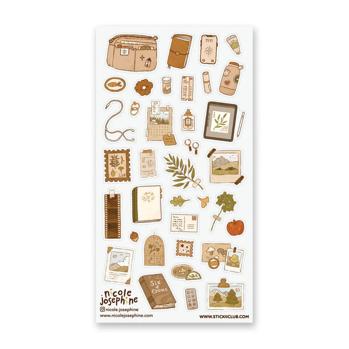 🍂📔 Little treasures for a beautifully creative day! @nicole_josephine’s charming sheet is filled with warm, nature-inspired stationery, from well-loved journals and taped-up photos to leafy keepsakes, tiny trinkets, and cozy desk essentials. This sheet feels like a quiet afternoon spent prettying a planner, documenting little moments, and tucking away memories for later.
Art by: @Nicole.josephine