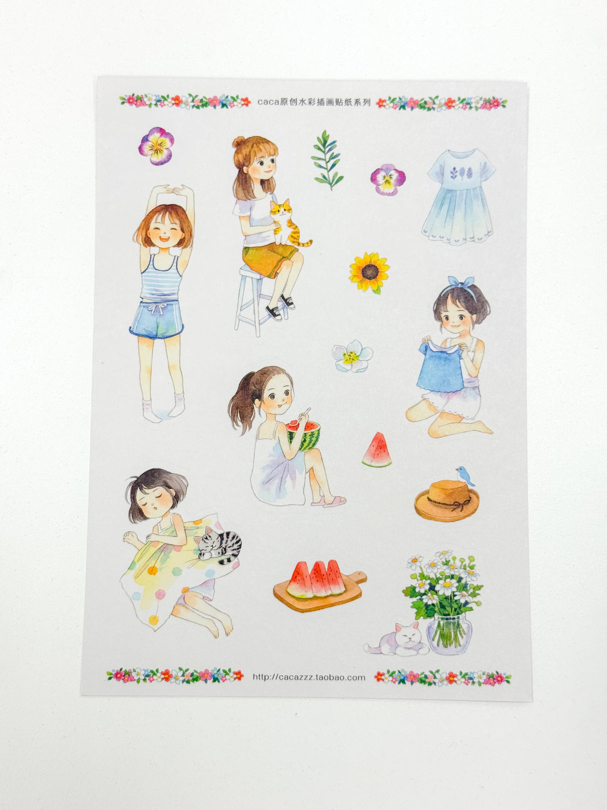 Cute Girl Washi Sticker Caca Stickers