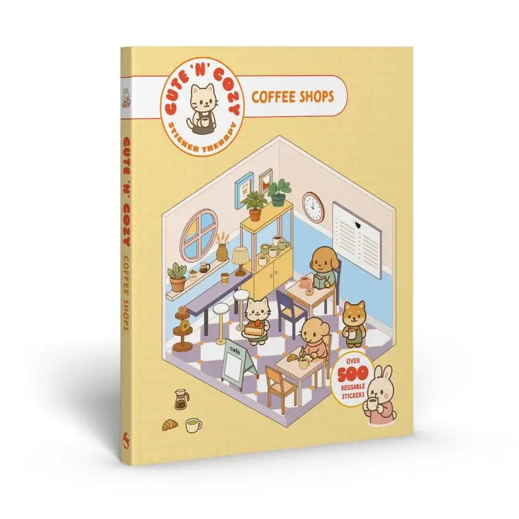 Create the coziest coffee shop imaginable, with six room sets and hundreds of stickers.
Welcome to a cozy world of absolute cuteness! Pick an empty space; furnish it, decorate it and fill it with furry little characters until it's a busy little coffee shop. Then carry on until you've created your own unique keepsake: there are six to complete in this book!