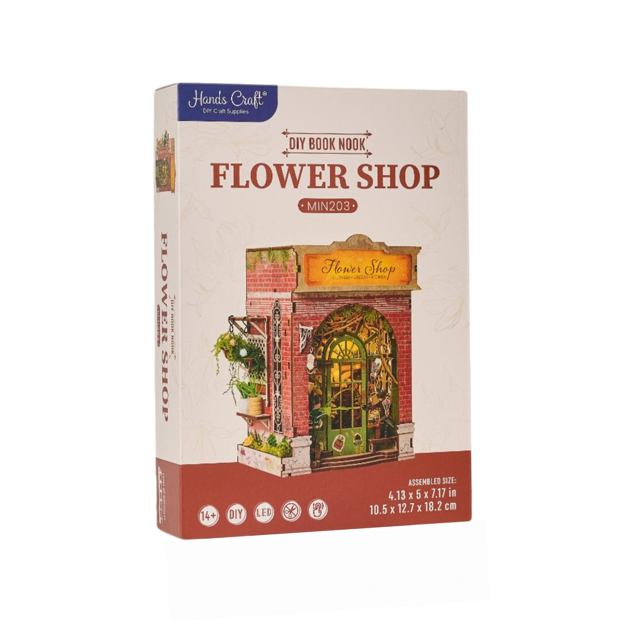 Step inside The Flower Shop, a cozy miniature haven where vibrant flower arrangements bloom in elegant vases, lush potted plants thrive, and fresh bouquets overflow with color. This delightful build features classic red brick walls, a welcoming wooden arched doorway, and a checkerboard floor that adds timeless charm.
2 AAA batteries required; batteries are not included.
Ages 14+
248 pieces
Assembled size: 4.53 x 3.94 x 7.4 inches