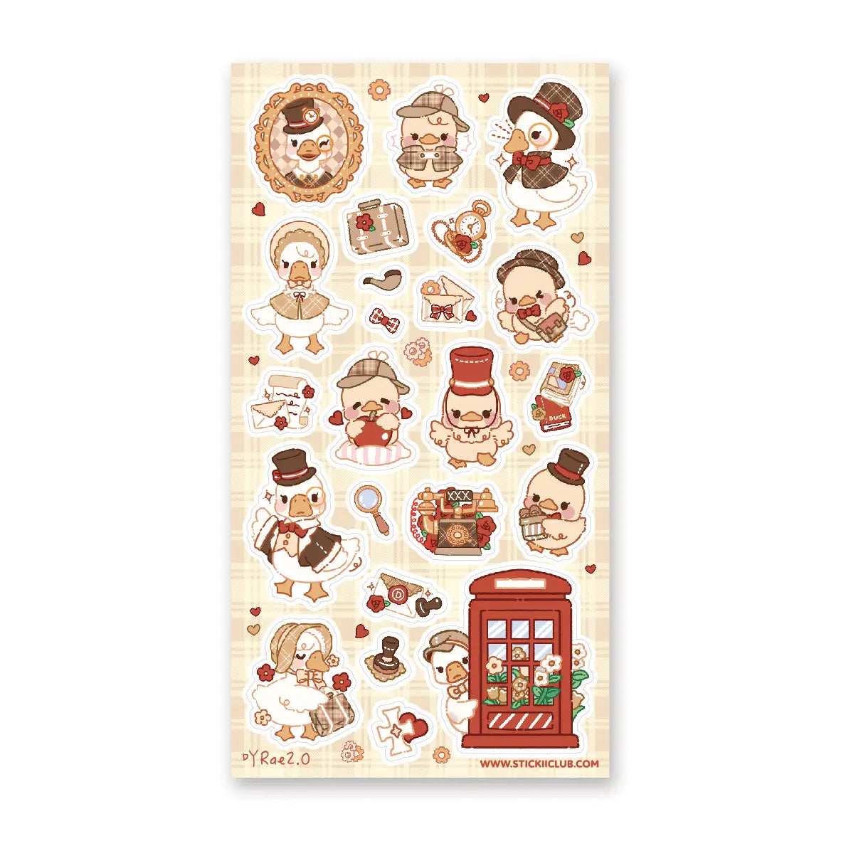 STICKII - Darling British Ducks Sticker Sheet
🎩 🦆 Ready for a quacking good time? Prepare to be charmed by this delightful flock of ducks, dressed to impress in impeccable British-inspired vintage outfits. From deerstalker hats to dapper capes, fancy top hats to adorable bow ties, these feathered friends will add a splash of British charm to any page they waddle onto.
Top Coating: Gold foil
Adhesive Layer: Paper
Backing Layer: Paper
6.69" x 3.54".
Weight - 0.03lbs.
1 sheet included 