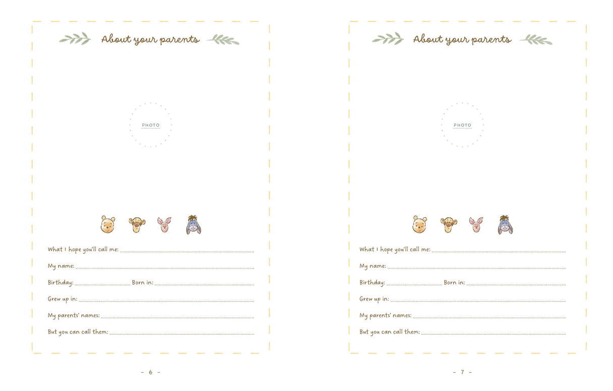 Create a heartfelt, Pooh Bear–inspired heirloom to be loved by your family for years to come. Complete with adorable illustrations from the Hundred-Acre-Wood, this charming scrapbook journal invites you to record important moments, save precious keepsakes from baby's first years, and fill each page with unforgettable memories to treasure for a lifetime.