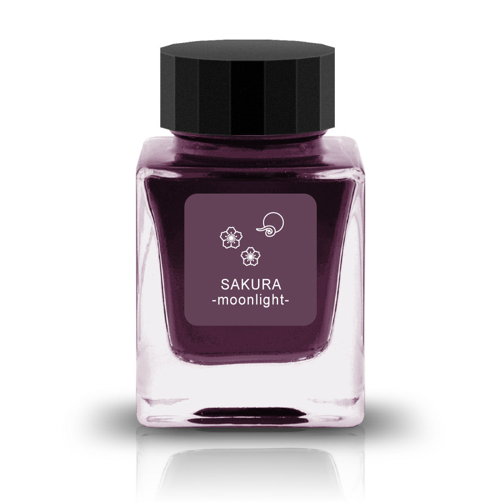SAKURA - moonlight Ink
The Flower Memories Collection is inspired by the beauty of flowers. Some of the inks include shimmer to represent falling petals.
RGB: 99, 66, 88
Dark Pink
30ml