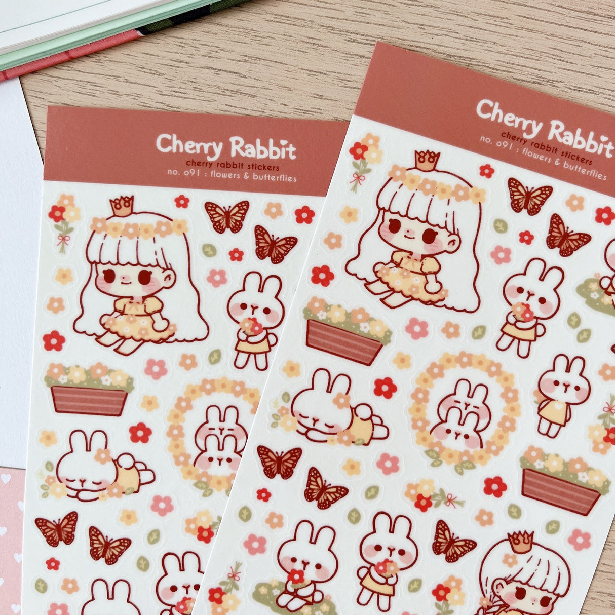 Cherry Rabbit - Flowers & Butterflies Sticker Sheet