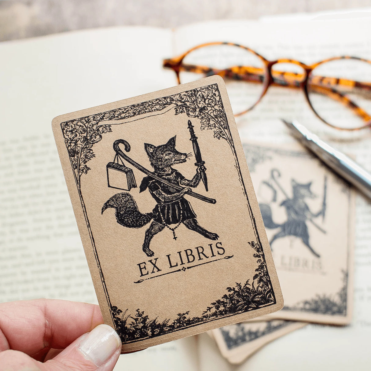 Traveling Fox Bookplate Sticker